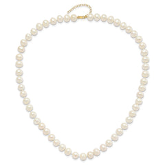 14k 8-9mm White Near-Round Freshwater Cultured Pearl 18 inch Necklace with 2 inch Extender/7.5 inch Bracelet with 1 inch Extender/Post Earrings Set