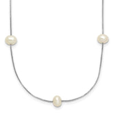 14k White Gold 5-6mm White Near-Round Freshwater Cultured Pearl 9-Station 18 inch Necklace