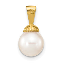 14K 8-9mm White Round Freshwater Pearl Pendant