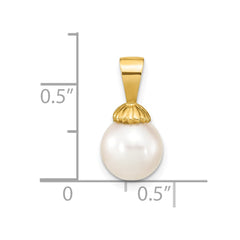 14K 8-9mm White Round Freshwater Pearl Pendant