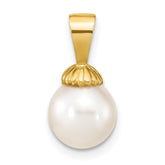 14K 8-9mm White Round Freshwater Pearl Pendant