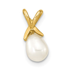14K 5-6mm White Teardrop Freshwater Cultured Pearl Pendant