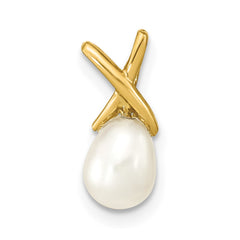 14K 5-6mm White Teardrop Freshwater Cultured Pearl Pendant
