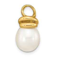 14K 9-10mm White Rice Freshwater Cultured Pearl Pendant