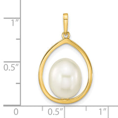 14k 9-10mm White Rice Freshwater Cultured Pearl Teardrop Pendant