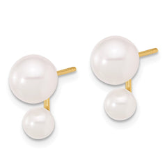14k 4-5mm and 6-7mm White Round Akoya Saltwater Cultured Pearl Post Earrings