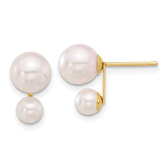 14k 4-5mm and 6-7mm White Round Akoya Saltwater Cultured Pearl Post Earrings