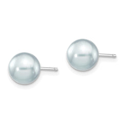 14k White Gold 7-8mm Grey Round Akoya Saltwater Cultured Pearl Post Earrings