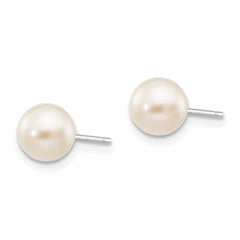 14k White Gold 6-7mm White Round Akoya Saltwater Cultured Pearl Post Earrings - 2