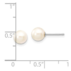 14k White Gold 6-7mm White Round Akoya Saltwater Cultured Pearl Post Earrings - 2