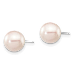 14k White Gold 7-8mm White Round Akoya Saltwater Cultured Pearl Post Earrings