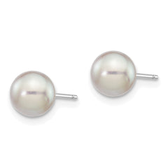 14k White Gold 6-7mm Grey Round Akoya Saltwater Cultured Pearl Post Earrings