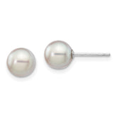 14k White Gold 6-7mm Grey Round Akoya Saltwater Cultured Pearl Post Earrings