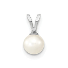14k White Gold 5-6mm White Round Freshwater Cultured Pearl Pendant