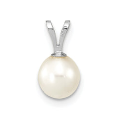 14k White Gold 6-7mm White Round Freshwater Cultured Pearl Pendant