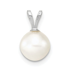 14k White Gold 7-8mm White Round Freshwater Cultured Pearl Pendant