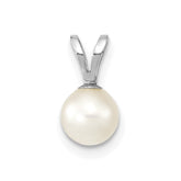 14k White Gold 5-6mm White Round Akoya Saltwater Cultured Pendant