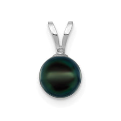 14k White Gold 6-7mm Round Black Akoya Saltwater Cultured Pendant