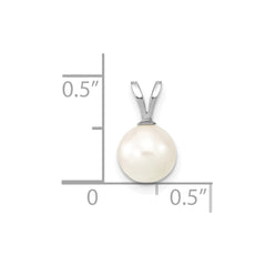 14k White Gold 7-8mm White Round Akoya Saltwater Cultured Pendant