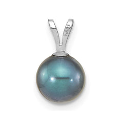 14k White Gold 7-8mm Round Black Akoya Saltwater Cultured Pendant