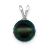 14k White Gold 8-9mm Round Black Akoya Saltwater Cultured Pendant