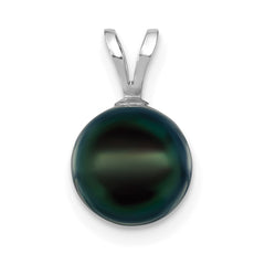 14k White Gold 8-9mm Round Black Akoya Saltwater Cultured Pendant