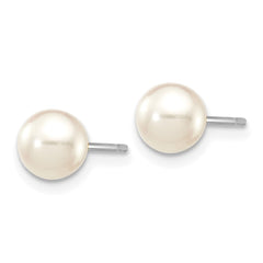 14k White Gold 5-6mm White Round Akoya Saltwater Cultured Pearl Post Earrings