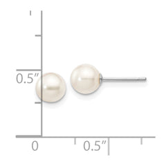 14k White Gold 5-6mm White Round Akoya Saltwater Cultured Pearl Post Earrings