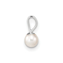 14k White Gold 3-4mm White Round Freshwater Cultured Pearl Pendant