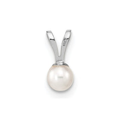 14k White Gold 3-4mm White Round Freshwater Cultured Pearl Pendant