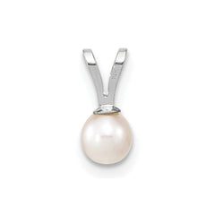 14k White Gold 4-5mm White Round Freshwater Cultured Pearl Pendant