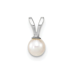 14k White Gold 4-5mm White Round Freshwater Cultured Pearl Pendant