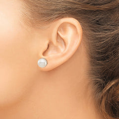 14k White Gold 9-10mm White Round Akoya Saltwater Cultured Pearl Post Earrings