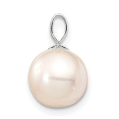 14k White Gold 8-9mm White Round Freshwater Cultured Pearl Pendant