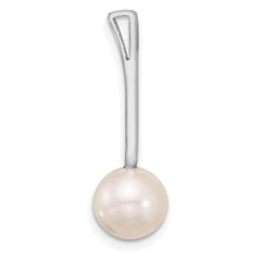 14K White Gold 8-9mm Round Freshwater Cultured Pearl Drop Chain Slide