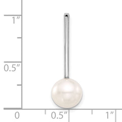 14K White Gold 8-9mm Round Freshwater Cultured Pearl Drop Chain Slide