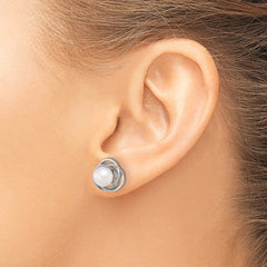 14k White Gold 6-7mm White Round Akoya Saltwater Cultured Pearl Post Earrings
