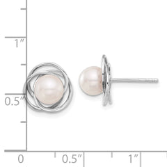 14k White Gold 6-7mm White Round Akoya Saltwater Cultured Pearl Post Earrings