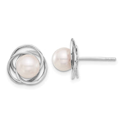 14k White Gold 6-7mm White Round Akoya Saltwater Cultured Pearl Post Earrings