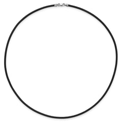 14k White Gold Clasp 2mm 16 inch Black Leather Cord Necklace