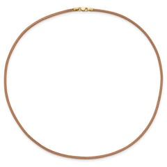 14k Yellow Clasp 2mm 16 inch Natural Leather Cord Necklace
