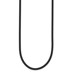14k Yellow Clasp 3mm 16 inch Black Rubber Cord Necklace