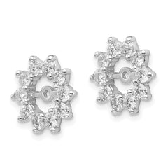 14k White Gold AAA Fancy Diamond Earring Jacket - 2