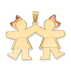 14k Two-tone Double Girl Kids Pink Bow Charm