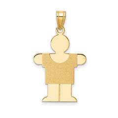 14k Solid Satin Engravable Boy Charm - 5