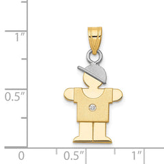 14k Two-tone VS Diamond Kid Pendant - 20