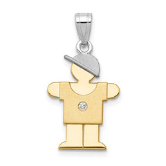 14k Two-tone AA Diamond Kid Pendant - 19