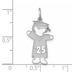 Sterling Silver Rhodium-plated Class of 2025 Girl Cuddle Charm