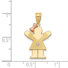 14k Two-tone AA Diamond Kid Pendant - 15