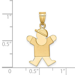14k Solid Engravable Boy w/ Hat on Right Charm